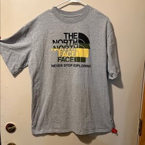 The North Face Gray and Yellow Short Sleeve Tee